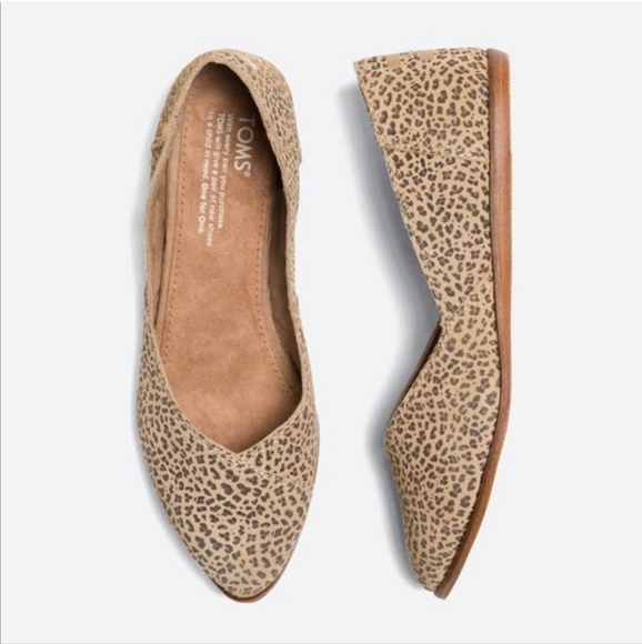 TOMS Women's Leopard Print Flats - Tan Black Sz 7.5 Jutti Animal Print Suede - Picture 1 of 6